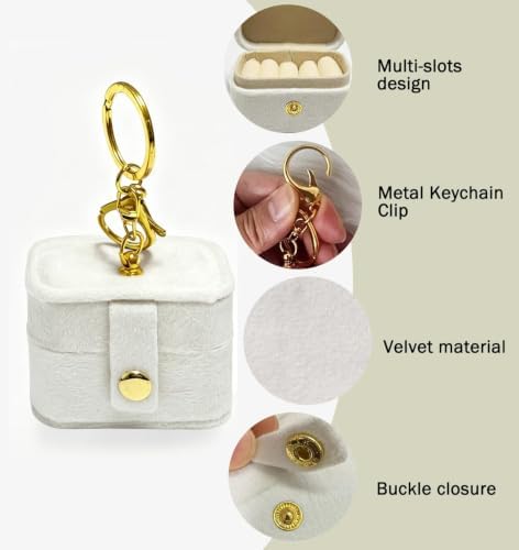 Ring Bearer Pillows for Dog Collar, Velvet Wedding Ring Pillow Box for Pet, Mini Ring Holder Pouch Box, Earrings Storage Box for Proposal Engagement Wedding Ceremony Party (Ivory) - Image 3