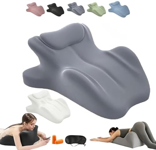 Couples Pillow Ergonomic Support Pillow Reading Pillow Memory Foam Lounger Cushion, 27-Degree Angle Design, NeckPillow, Contoured Multi-Position Support for Couples(Gray,23"x18"x15") by Unknown