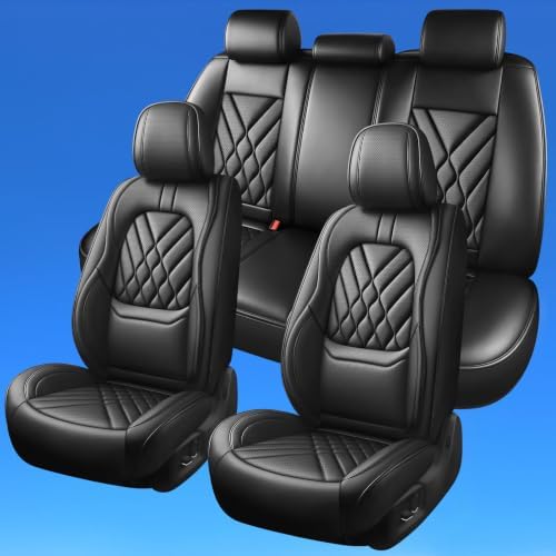 Fit Compass Car Seat Covers Compatible with Jeep Compass 2012-2024 2025 2026-Premium Leather,Waterproof,Breathable,Airbag Compatible &All-Weather Seat Cushion Protecto(Full Set,Black) - Image 2