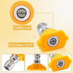 15° Yellow Pressure Washer Nozzle Tips for Cleaning Cars, Driveways - Image 3