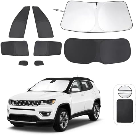 TINGLU Window Shades for Jeep Compass 2017-2024 Accessorie Car Side Full Windows Rear Triangular Windshield Sun Shade Sun UV Rays & Privacy Protection for Camping,Napping,and Relaxing 8PCS by TINGLU