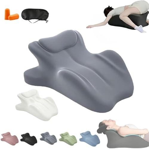 Couples Pillows 27° Position Ergonomic Contoured Support Pillow, NeckPillow, Reading Pillow Multi-Functional Memory Foam Lounger Cushion with Small Pillows Back Support for Couples(Gray,23"x18"x15") by Unknown