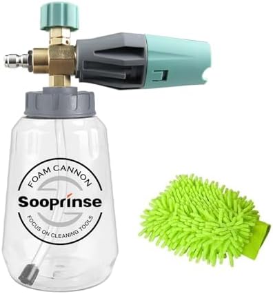 Sooprinse Foam Cannon, Adjustable Snow Foam Lance Transparent Body, Professional Car Foam Blaster with 1/4 Inch Quick Connector, 4000 PSI, 1L by Sooprinse