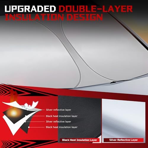 Windshield Sun Shade for 2014-2023 Jeep Cherokee (Not for Jeep Grand Cherokee) Foldable Sun Sunshade for Car Front Window Blocks UV Heat Automotive Interior Protector Custom Fit Accessories - Image 3