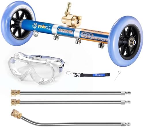 Undercarriage Pressure Washer Attachment, 16" Water Broom, Power Washer Accessories with 4 Nozzles, 3 Extension Wands, QC Anti-Fog Goggles, 4000PSI by AngeDZ