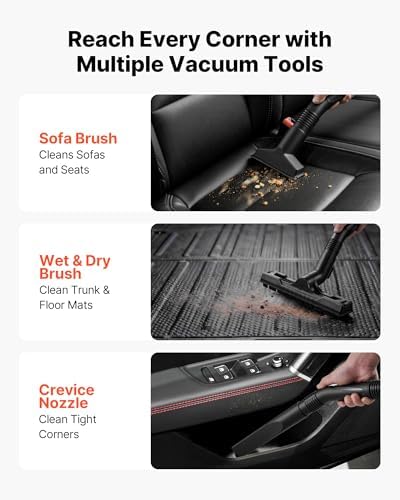 VEVOR 3-in-1 Shop Vac, 8 Gallon Wet Dry Shop Vacuum, 4.5 Peak HP Portable Vacuum Cleaner with Blower, Dual-Filter, 950W Input Power, 1.25in x 7ft Hose, 9.8ft Cord for Jobsite, Workshop, Garage, Home - Image 4