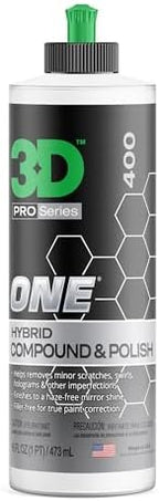 3D One Car Scratch & Swirl Remover Hybrid Rubbing Compound & Polish Buffing Compound for True Paint Correction 16oz Made in USA by 3DCarCare