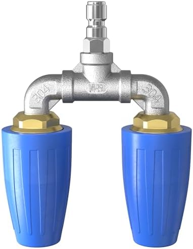 Dual Turbo Nozzle Pressure Washer, Power Washer 360° Rotating Turbo Nozzle, Twin Pressure Washer Tip with 1/4" Quick Connect, 4800 PSI, 4-6 GPM, 2.0 Orifice by Unknown