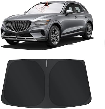 TINGLU Sun Shade for Genesis GV70 2022-2025 2026 Accessories Windshield Sun Shade Window Shade UV Rays Protection Sun Visor Cover with Steering Wheel Sunshade Storage Bag by TINGLU