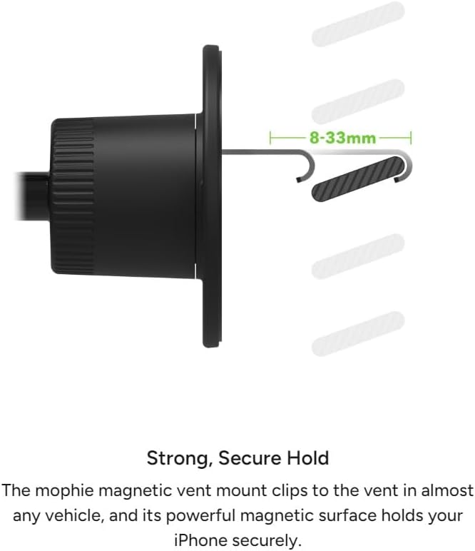 Mophie Magnetic Vent Mount for Apple iPhone 16/15/14/13/12 Series - MagSafe Compatible, Adjustable Arm, Multiple Angles, Black - Image 5