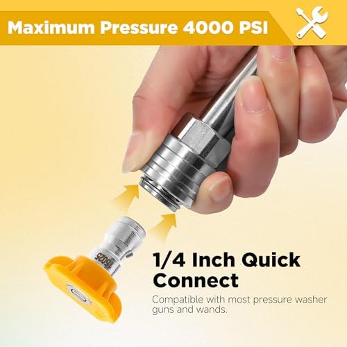 15° Yellow Pressure Washer Nozzle Tips for Cleaning Cars, Driveways - Image 4