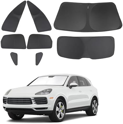 TINGLU Window Shades for Porsche Cayenne 2019-2025 Accessories Car Side Full Windows Rear Triangular Windshield Sun Shade Sun UV Rays & Privacy Protection for Camping,Napping&Relaxing 8PCS by TINGLU