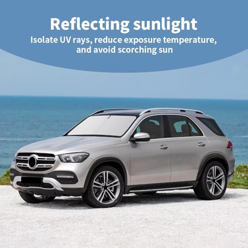 Front Windshield Sun Shade Custom Fit Compatible for Mercedes Benz GLE63/53/580/450/400/350/300 2019-2024 Sunshade Foldable UV Ray Reflector Visor Accessories Shield Cover Reflective - Image 2