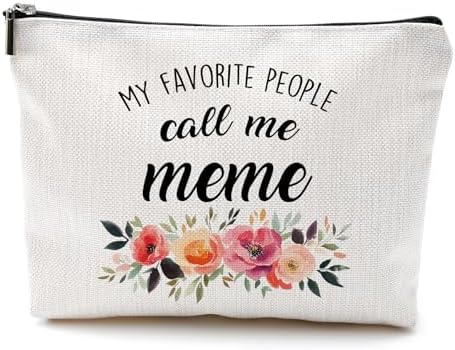 DILSJ Meme Gifts Makeup Bag, Grandma Gifts For Christmas From Grandkids Bags For Women, My Favorite People Call Me Meme Zipper Makeup Pouch Travel Organizer Toiletry Bags & Cases by DILSJ