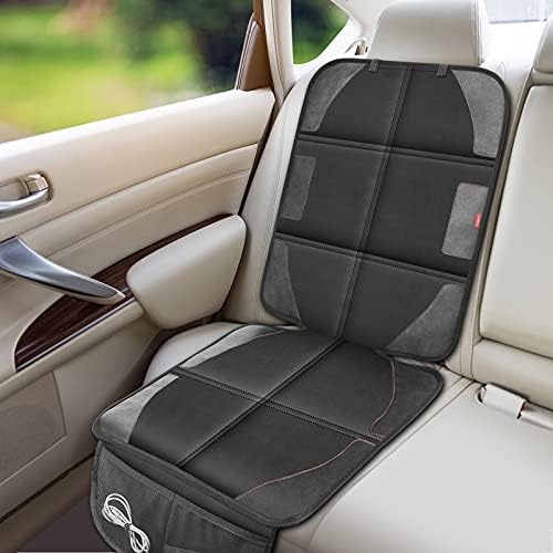 Car Seat Protector with Thickest Padding,Waterproof 600D with Storage Pockets,Non-Slip Pets Fabric Child Baby Cover Leather Reinforced Vehicle Seat 1 Pack (Black) - Image 3