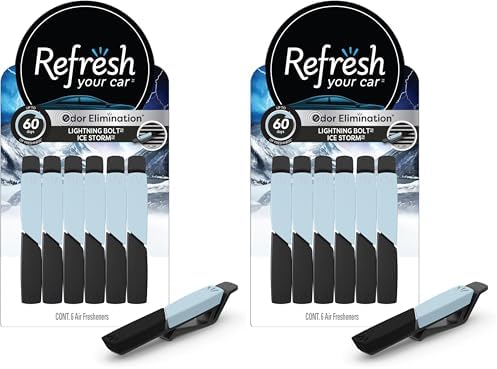 Refresh Your Car Air Freshener, Odor Eliminator, Set of 6 Auto Dual Scent Vent Sticks, Lightning Bolt and Ice Storm Scent, Refresh Your Car (Pack of 2) by RefreshYourCar