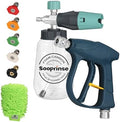 Sooprinse Short Pressure Washer Gun with Foam Cannon, High Pressure Washer Gun Snow Foam Lance with 1/4 Inch Quick Connector, 5 Nozzle Tips with Car Wash Mitt, 3000 PSI, 1 Liter by Sooprinse