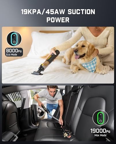 Fanttik Slim V8 APEX Cordless Car Vacuum & Air Duster, 4-in-1 Portable Mini Vacuum with 19000pa Suction Power for Pet Hair, Type-C Charge, One-Touch Empty for Car, Office Desk, Keyboards (Black) - Image 2