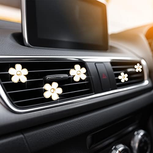 Frienda 6 Pcs Daisy Vent Clips for Car, 3/3.3 cm, White - Image 5