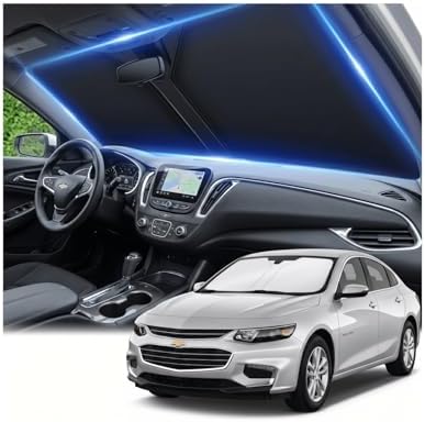Windshield Sun Shade for Chevy Malibu 2016-2024 2025 Sunshade Front Window Shade Custom Fit Malibu Accessories Sun Visor Foldable Shade Blocks UV Rays Accessories by AuyNeas