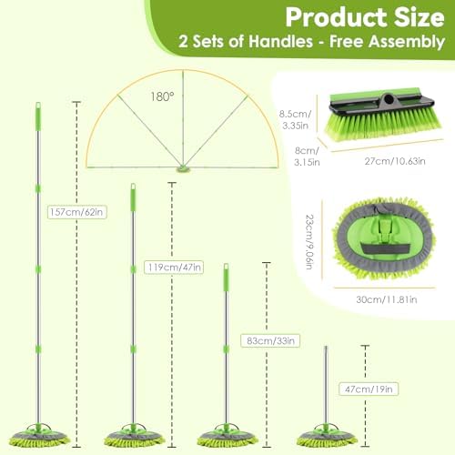 2 Pack Car Wash Brush with 62" Long Handle for Exterior Truck, RV, Boat - Image 5