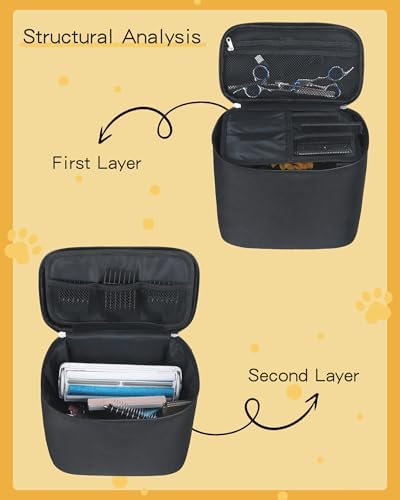 Meiiy Pet Grooming Bag, Dog Cat Grooming Supplies Organizer Bag Pet Hair Removal Trimming Cleaning Tool Kit Storage Bag (Black) - Image 3