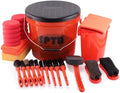 SPTA 29Pcs Car Wash Bucket Set, 15L Scratch Free Detailing Bucket with Car Wash Filter, Wash Mitt Sponge Towels Tire Detailing Brush Set, Exterior Interior Car Detailing Set, Complete Car Care Tools by SPTA