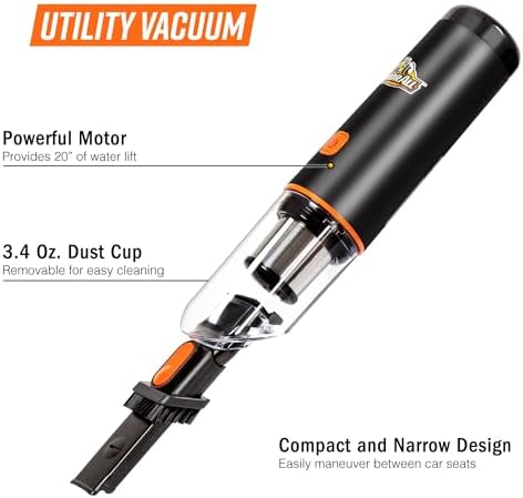 Armor All AA07V2 0901 Cordless Car Vacuum Handheld Mini Vacuum Cleaner for Car Interior Home, Orange - Image 2