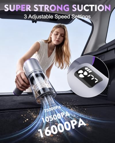 Hayousui 16KPa Handheld Car Vacuum Cleaner Cordless with LCD Screen - Image 2