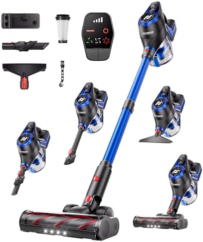 Cordless Vacuum Cleaner, 55Kpa Vacuum Cleaners for Home, Max 80mins Runtime Stick Vacuum with LED Display&1.5L Dust Cup, Rechargeable Lightweight Handheld Vacuum for Carpet/Hardwood Floor/Pet Hair/Car by VacuumforHome