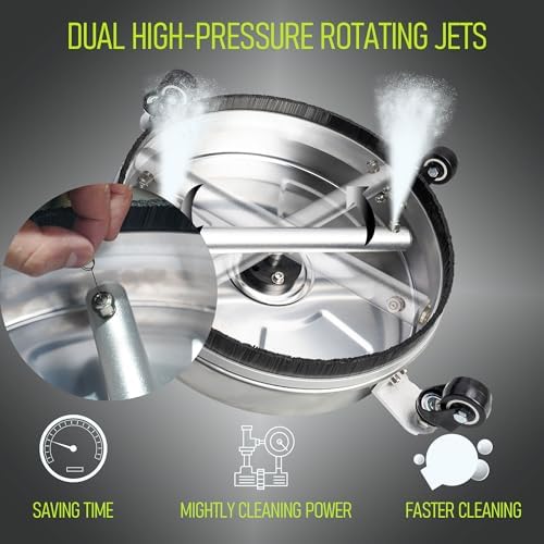 Hourleey 30" Pressure Washer Surface Cleaner with Dual Handles, Stainless Steel Surface Cleaner with 4 Wheels for Driveways, Pathway, Sidewalks, Patios, Decks, 4500 PSI with 3/8" Quick Connector Kit - Image 4
