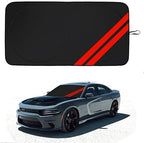 Front Windshield Sun Shade Fit for Dodge Charger Challenger Durango Journey Universal Fit to All Dodge Cars Foldable Sun Visor Protector Custom Fit Dodge Window Sunhade (Black) by YOSRTER
