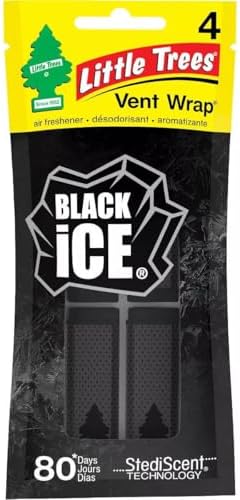 LITTLE TREES Car Air Freshener | Vent Wrap Provides Long-Lasting Scent, Slip on Vent Blade | Black Ice, 4 Packs (4 Count) by LITTLETREES