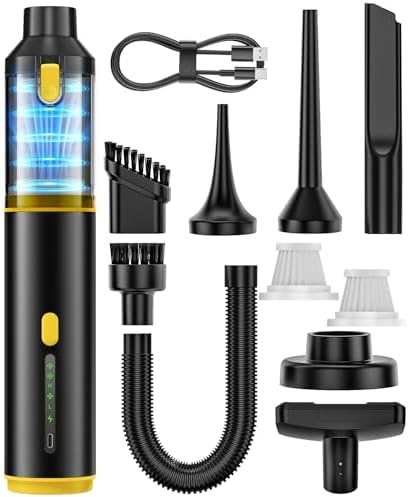 Car Vacuum Portable Cordless Handheld Vacuum Cleaner 4-in-1 Mini Cordless Vacuum with 2 Suction Modes and 16800pa Suction Power Blowing & Inflating 2 Modes Handheld Vacuum for Car, Desk, Keyboards by Verticalmagneticcharging