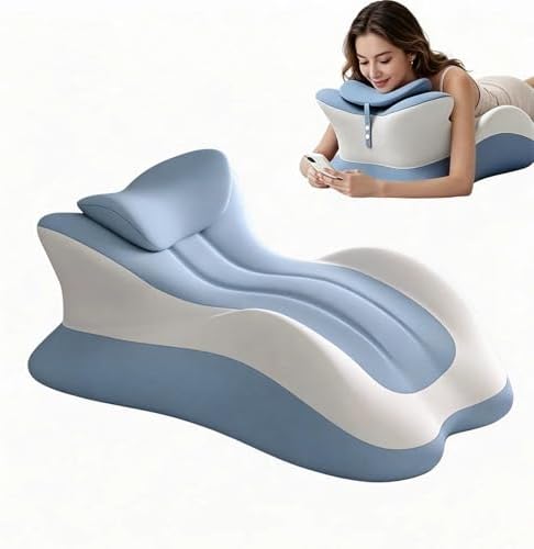 Memory Foam Wedge Pillow, 27°Ergonomic Support for Back, Waist & Legs, Multi-Position Pillow for Intimacy, Pregnancy, Sleep & Reading Removable Washable Cover(Blue) by Unknown