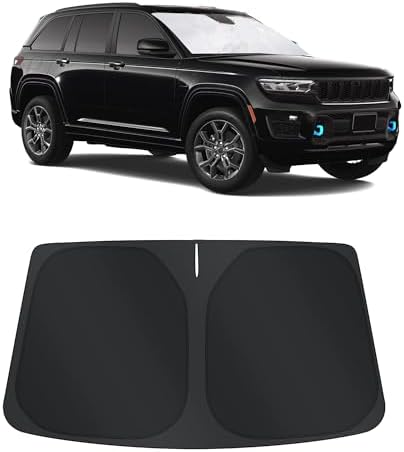 TINGLU Sun Shade for Jeep Grand Cherokee 4XE 2024 Accessories Windshield Sun Shade Window Shade UV Rays Protection Sun Visor Cover with Steering Wheel Sunshade Storage Bag by TINGLU