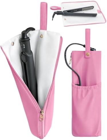 Lifeplus Holder & Mat for Hot Tools, Curling Iron Flat Iron Heat Resistant Hair Tools Travel Bag - Ideal for Home, Travel, Gift (Rose Pink) by Unknown