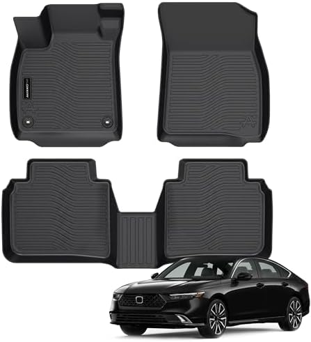AUXKO All Weather Floor Mats for Honda Accord 2023-2026 Include Hybrid | High Wall,All-Weather,All Season,Odorless,Anti Slip,Rain&Salt Resistant,TPE Material,Black,Accessories,Pet Friendly by AUXKO