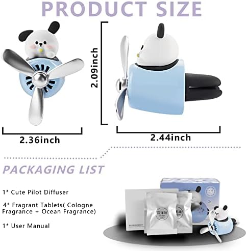 Car Air Fresheners Cute Cartoon White Puppy Pilot Car Diffuser Rotating Propeller Automotive Air Outlet Fan Creative Car Perfume Decoration Funny Car Interior Accessories - Image 5