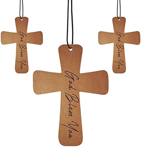 Fumete 24 Pcs Christian Gifts for Men Brown Cross Car Air Fresheners Bulk by Fumete