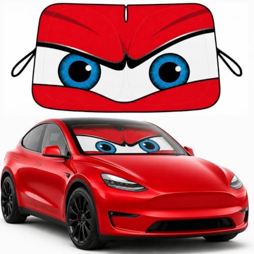 Tesla Model Y/3 Windshield Sun Shade, Bold Red by eygeufg