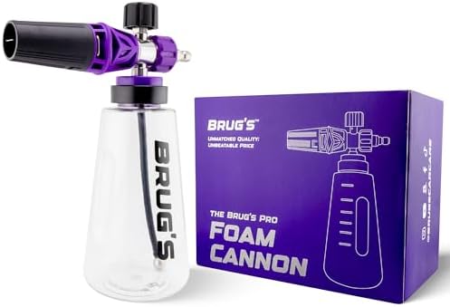 Brug's™ Pro Foam Cannon Clear Edition V2 - Professional Car Wash Foam Gun for Pressure Washer - Adjustable Spray Blaster, 1.1mm Orafice, Wide Neck Bottle, 1/4" Quick Connector - Snow Foam Cannon by BrugsCarCare