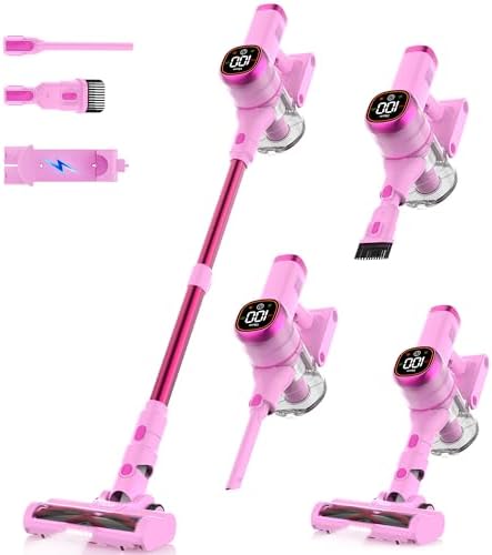 Tikom V500 Cordless Vacuum Cleaner for Home, 40000Pa/450W Stick Vacuum with LED Touch Screen, Charging Wall Dock, Anti-Tangle, Lightweight Handheld Vacuum for Pet Hair, Hard Floor, Carpet by Tikom