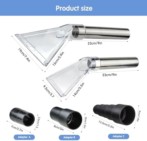 Universal Clear Vacuum Extraction Accessory with 1-1/4“,1-7/8” and 2-1/2” Adapter,Compatible with All Shop Vac Extractor,Wet Dry Vacuum Cleaner Attachments for Upholstery,Carpet Cleaning,Car Detailing - Image 5