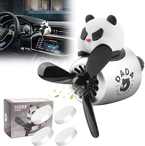 Car Air Freshener Cute Cartoon Panda Bear Pilot Car Diffuser Rotating Propeller Automotive Air Outlet Fan Creative Car Perfume Decoration Cool Car Accessories by Jimtyee