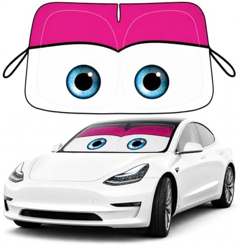 Tesla Model Y/3 Windshield Sun Shade, Cute Pink by eygeufg
