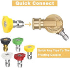 Pressure Washer Gutter Cleaner Attachment - 240 Degree Pivoting Coupler, 1/4” Quick Connect, 7 Angles for Power Washer Spray Nozzle, 4500 PSI - Image 2
