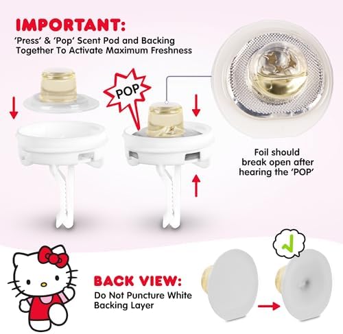 Sanrio Hello Kitty Car Air Freshener for Cars Trucks SUVs, Hello Kitty and Friends Cute Car Accessories for Women Car Decor Hello Kitty Car Accessories, Replaceable Scent Pods - Tropical Fruit Scent - Image 5