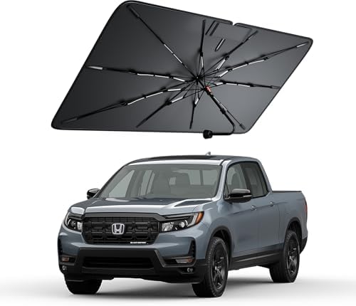 Windshield Sun Shade for Honda Ridgeline 2006–2026, Foldable Umbrella Sunshade with 100% UV Block, Multi-Layer Heat Insulation, Reinforced 10-Rib Frame, Keeps Car Cooler by Amadaw