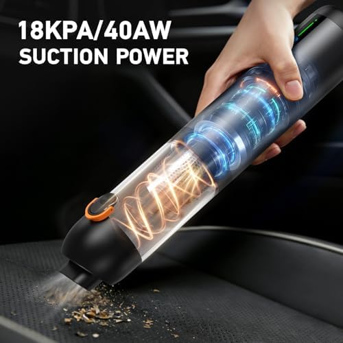 Car Vacuum Portable Cordless,18000Pa 4in1 Portable Handheld Cleaner Vacuum &Air Duster 2 Suction Modes Power Blowing&Inflating, Brushless Motor Vacuum with Multi Nozzles for Car,Keyboards, Office,Pet - Image 2